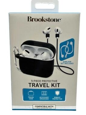 Brookstone Black and White Travel Earbud- Back To School